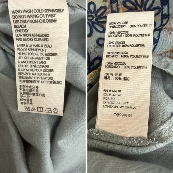 Free People Country Roads Mini Dress Lightweight Embroidered Ruffle Blue Size XS - Picture 9 of 11